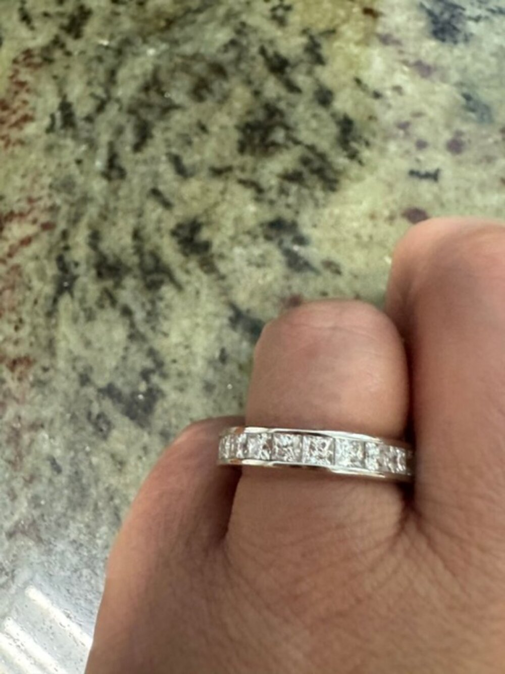 925 Sterling Silver Moissanite Eternity Band Ring Size 8 Wedding/Anniv Free Ship